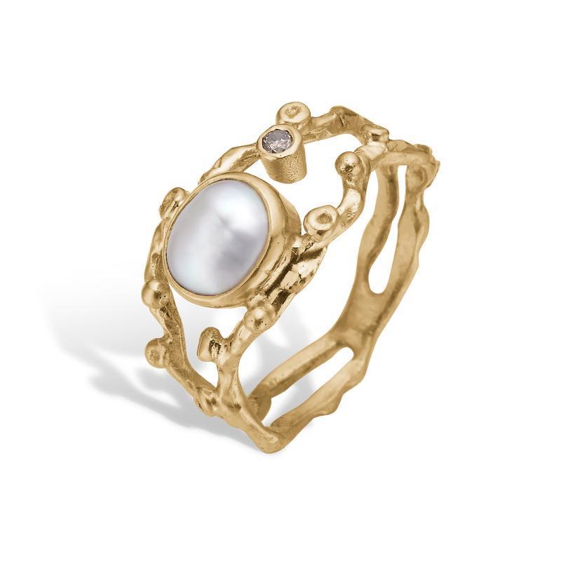 Zenith Duo Hvid Keshi Ring - Størrelse 52