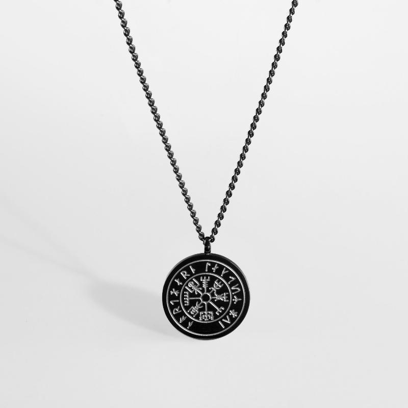 Vegvisir Halskæde - Sort - 60 cm - Herre - Northern Legacy