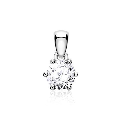 14 Kt Hvidguld Vedhæng med Diamant - 0,20 Ct Tilbud!