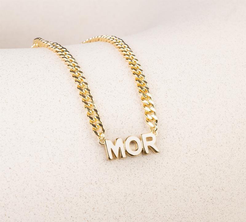 Forgyldt halskæde med MOR - Gratis fragt!