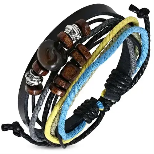 B9 Fashion Armbånd i Læder og Bomuld - Hurtig Levering!