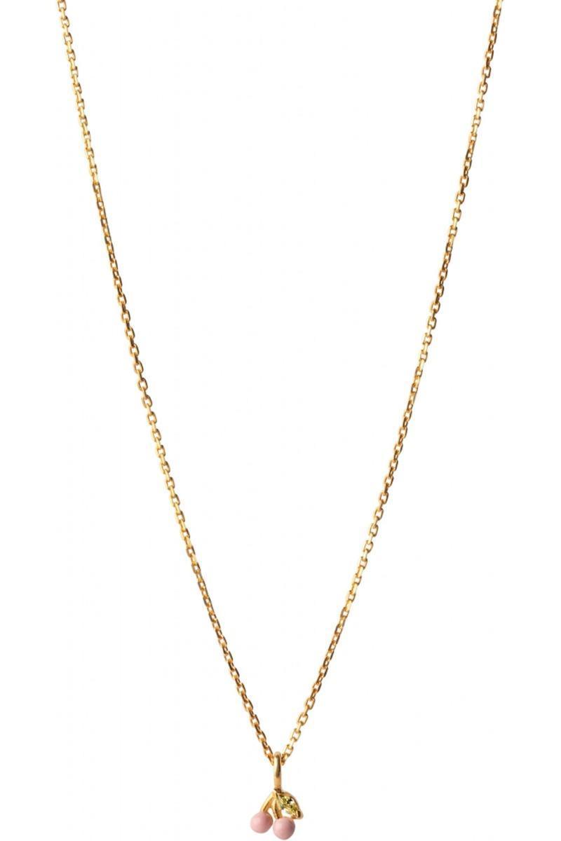 Emaljehalskæde - Kirsebær - Lys Pink