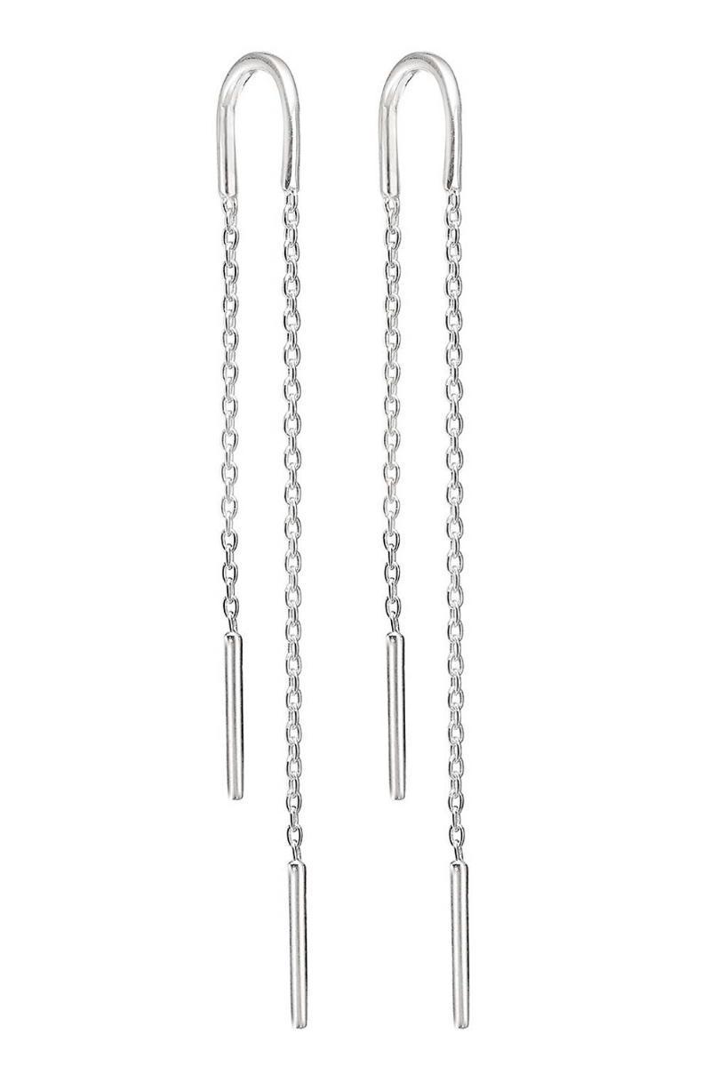 Emalje øreringe - Hoop Chain i sølv