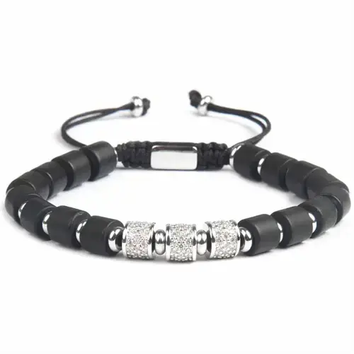 Anjarch Armbånd med Sorte Perler og CZ Sten - Stilfuldt!