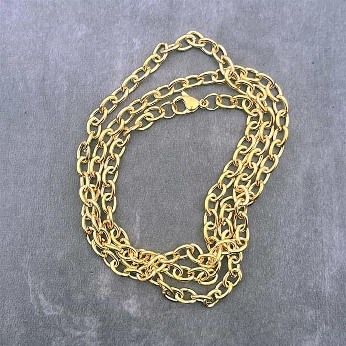 5mm Forgyldt Kæde i Rustfrit Stål