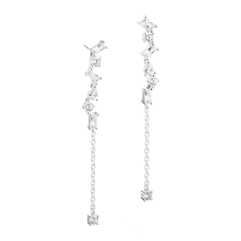 Baguette Love ørestikker I Sterling Sølv Med Flotte Klare Baguette Zirkonia