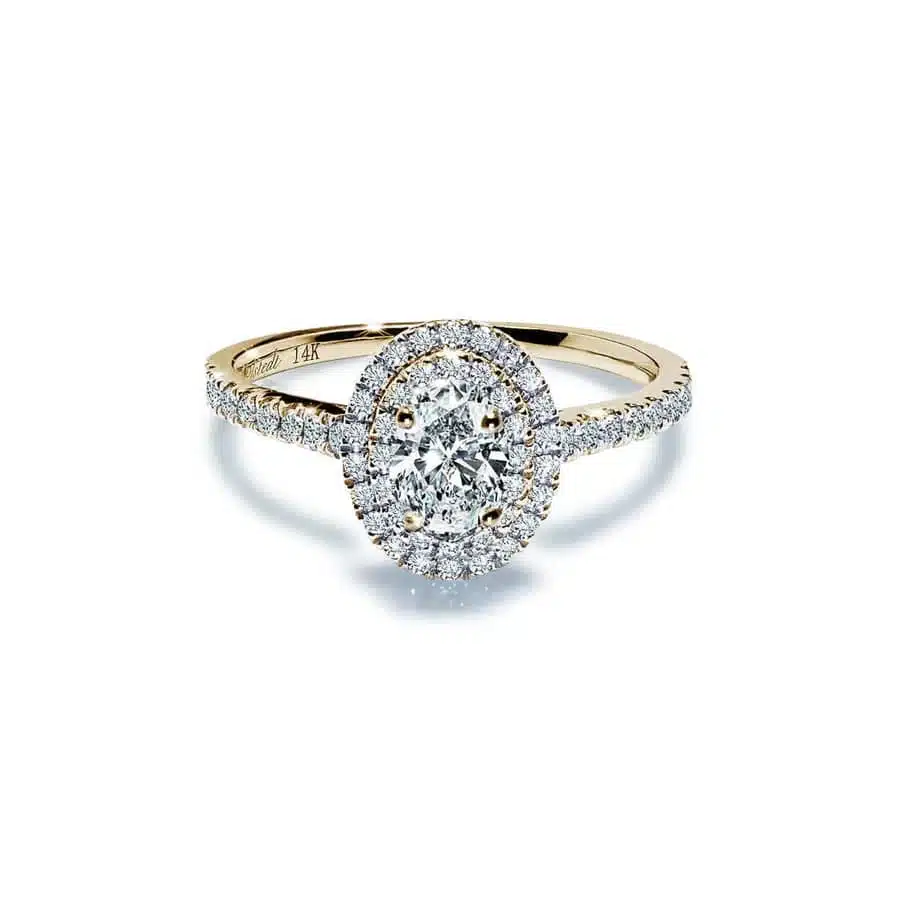 Valentina Oval Diamant Halo Forlovelsesring med Safir