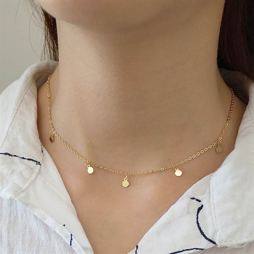 18k Forgyldt Sølvhalskæde 38cm + 5cm - Tilbud!