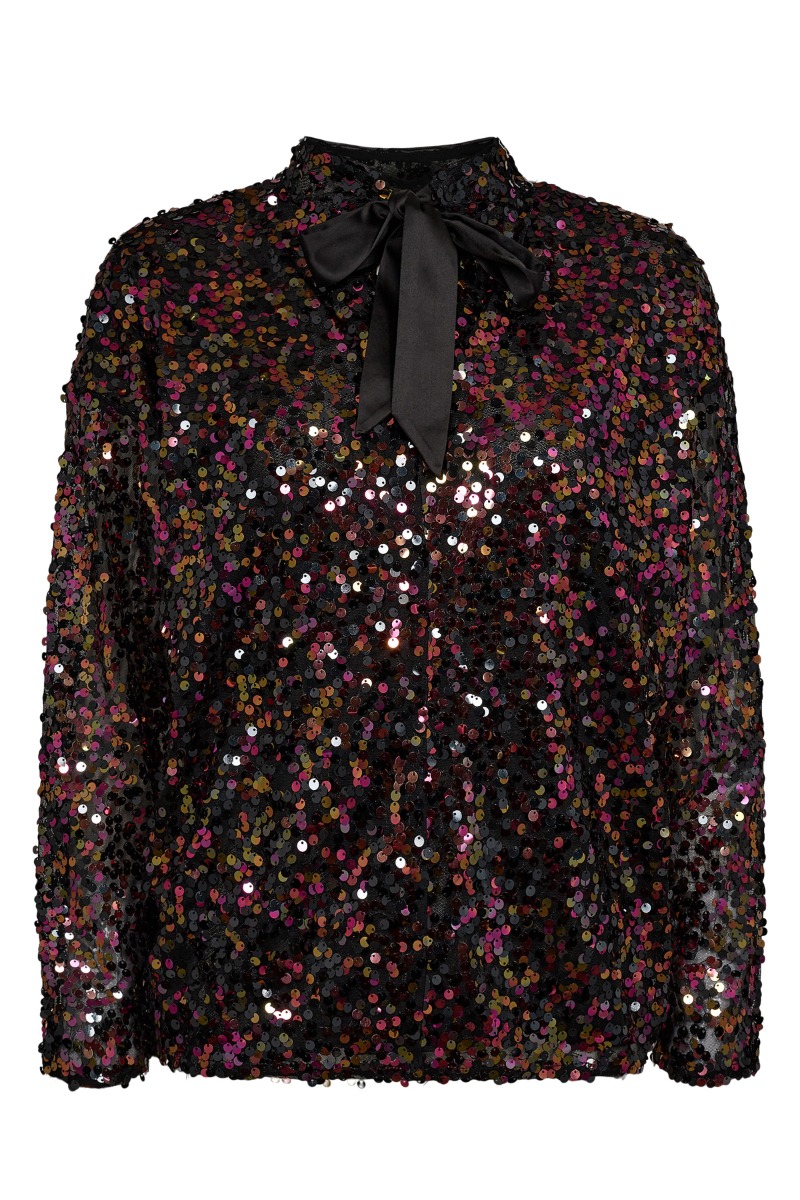 Nümph - Glitrende Bluse med Sløjfedetalje - Festklar!