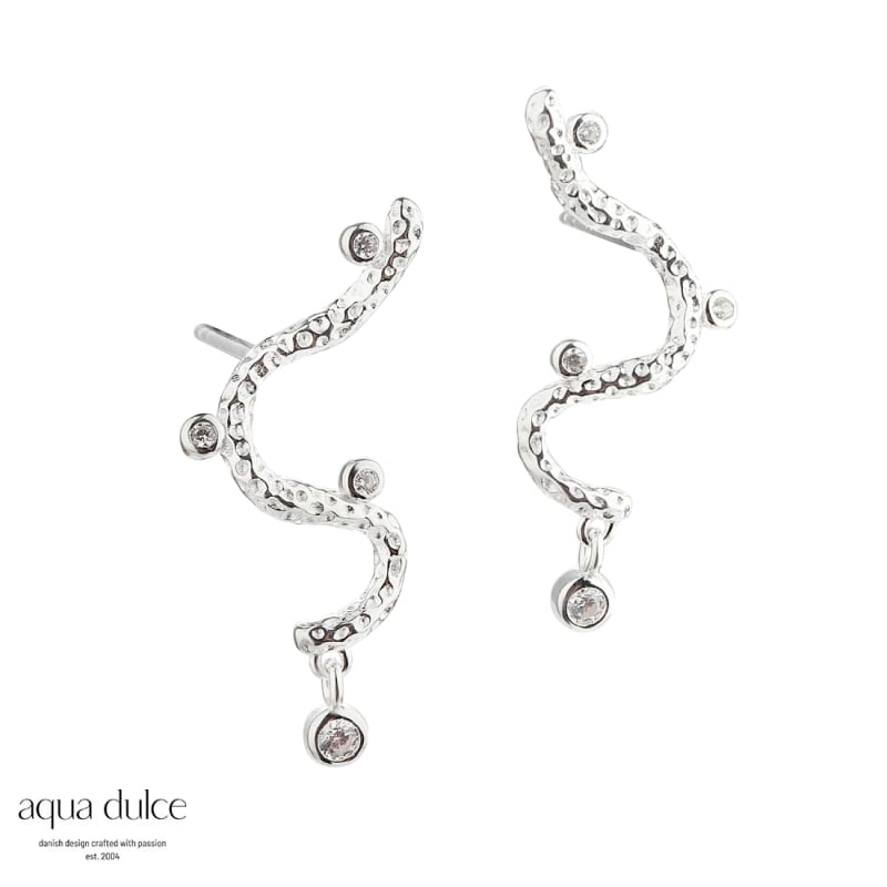 Barbara Snake Sølv Øreringe med Zirkonia - Udsalg!