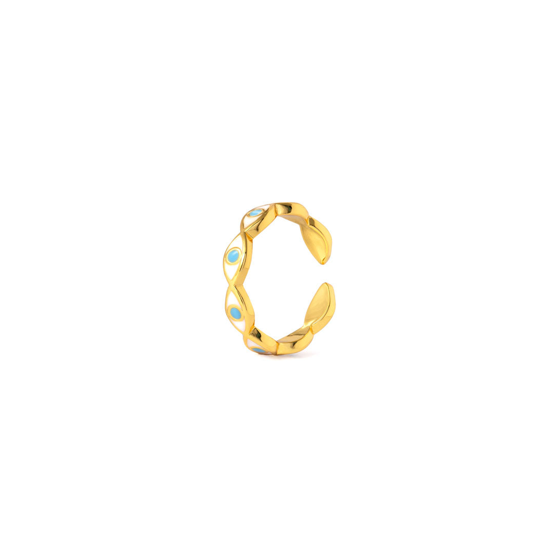 Fingerring Cuff - Justerbar 18 Karat Forgyldning og Emalje