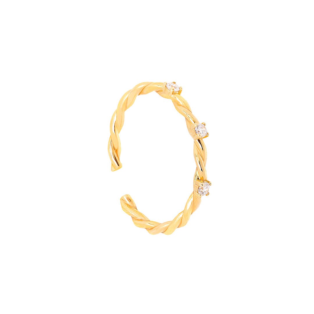 Twisty Oversize Earcuff ørering & Fingerring - 18K Forgyldt Sølv